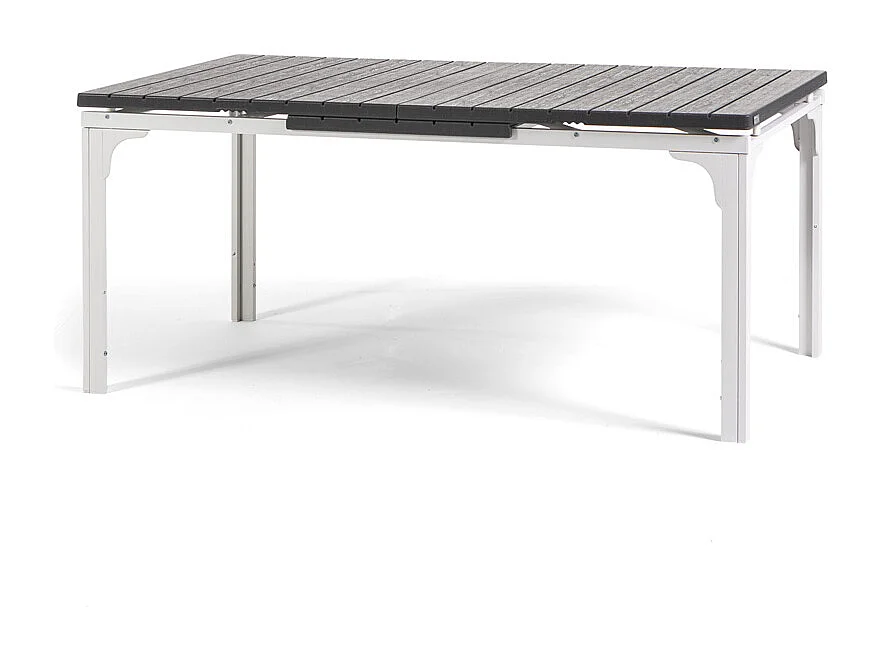 Table de jardin extensible 180/240x90 cm,structure en acier,plateau effet bois,10 personnes,pour jardin ou terrasse - THOMAS XL - Blanc/Ardoise