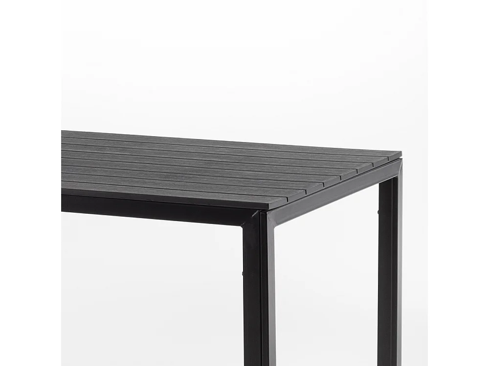 Table de jardin rectangulaire 156x78,structure en acier et lattes effet bois,6 places,style moderne pour jardin ou terrasse - THOMAS - Noir
