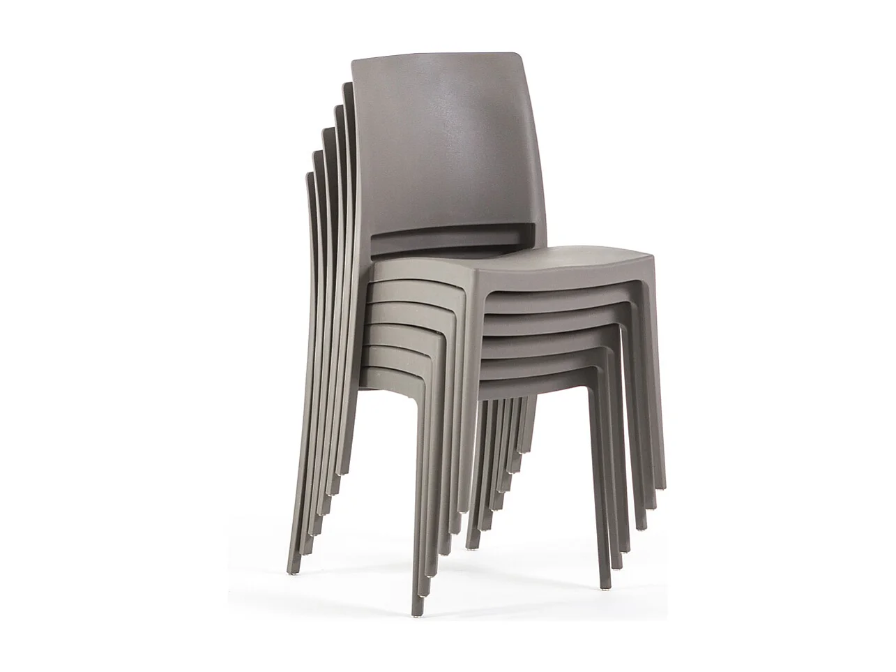 Lot de 6 chaises empilables en polypropylène renforcé de fibre de verre pour jardin ou intérieur, hydrofuges et résistantes, design moderne - MARIA - Taupe