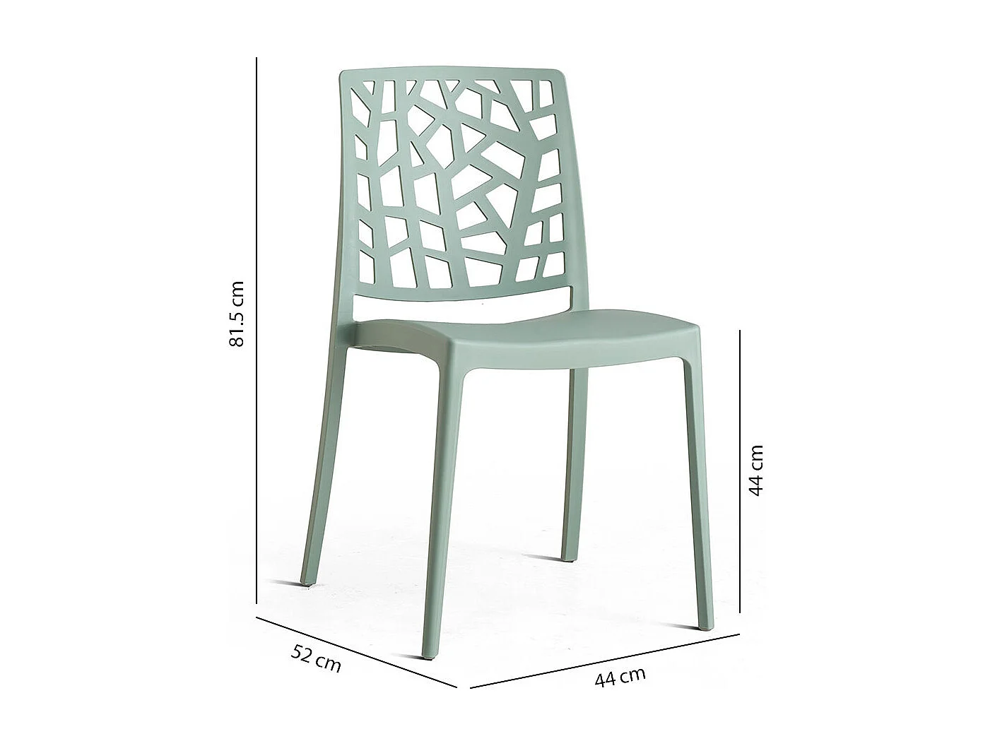 Set di 4 sedie impilabili in polipropilene con fibra di vetro per giardino o interno, idrorepellenti e resistenti, design moderno – TRIXY – Salvia