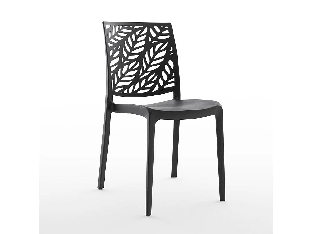 Lot de 4 chaises en polypropylène renforcé de fibre de verre empilables pour extérieur et jardin, bar, restaurant, cuisine design moderne - Dafne - Noir