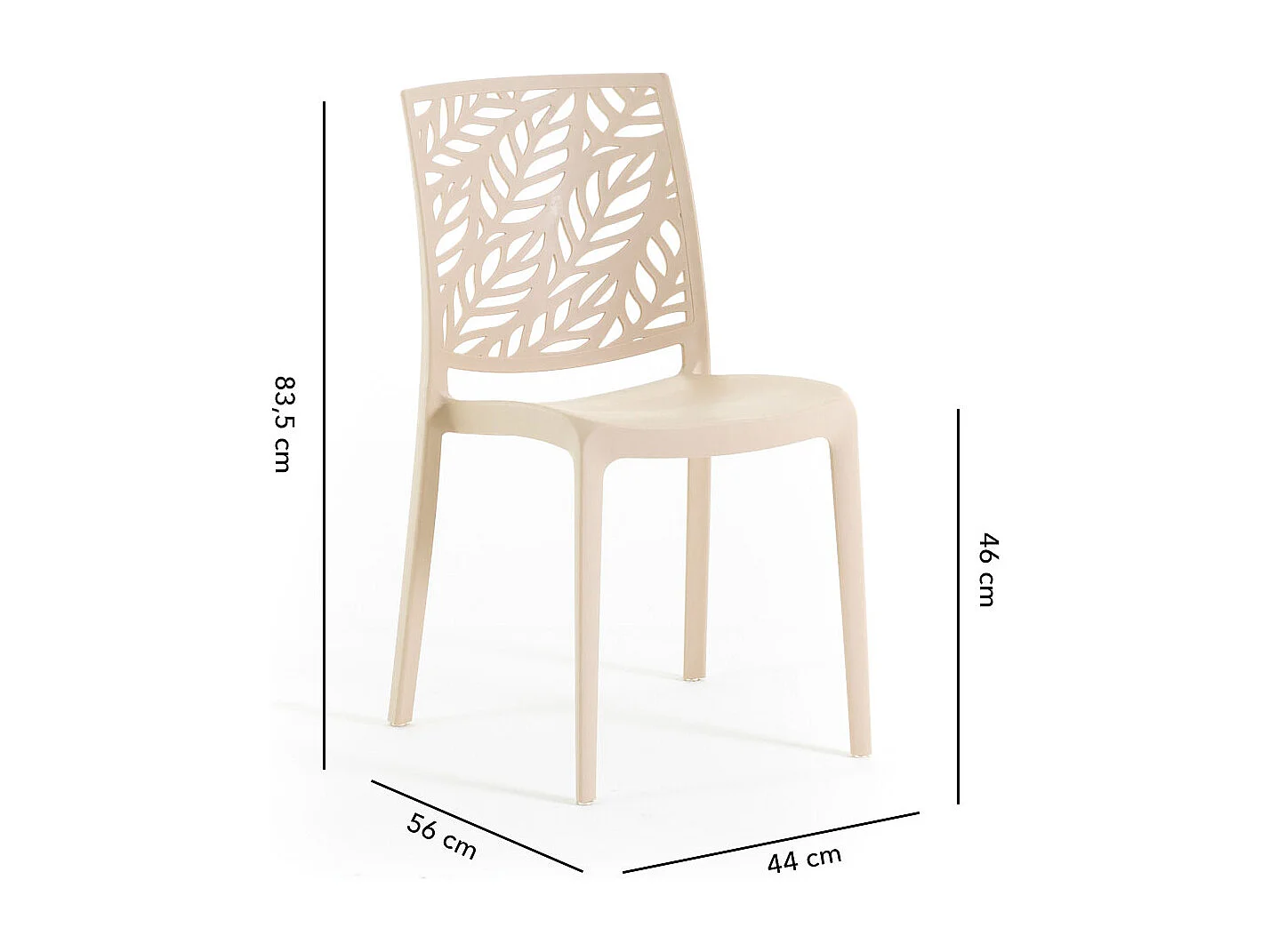 Lot de 6 chaises en polypropylène renforcé de fibre de verre empilables pour extérieur et jardin, bar, restaurant, cuisine design moderne - Dafne - Crème