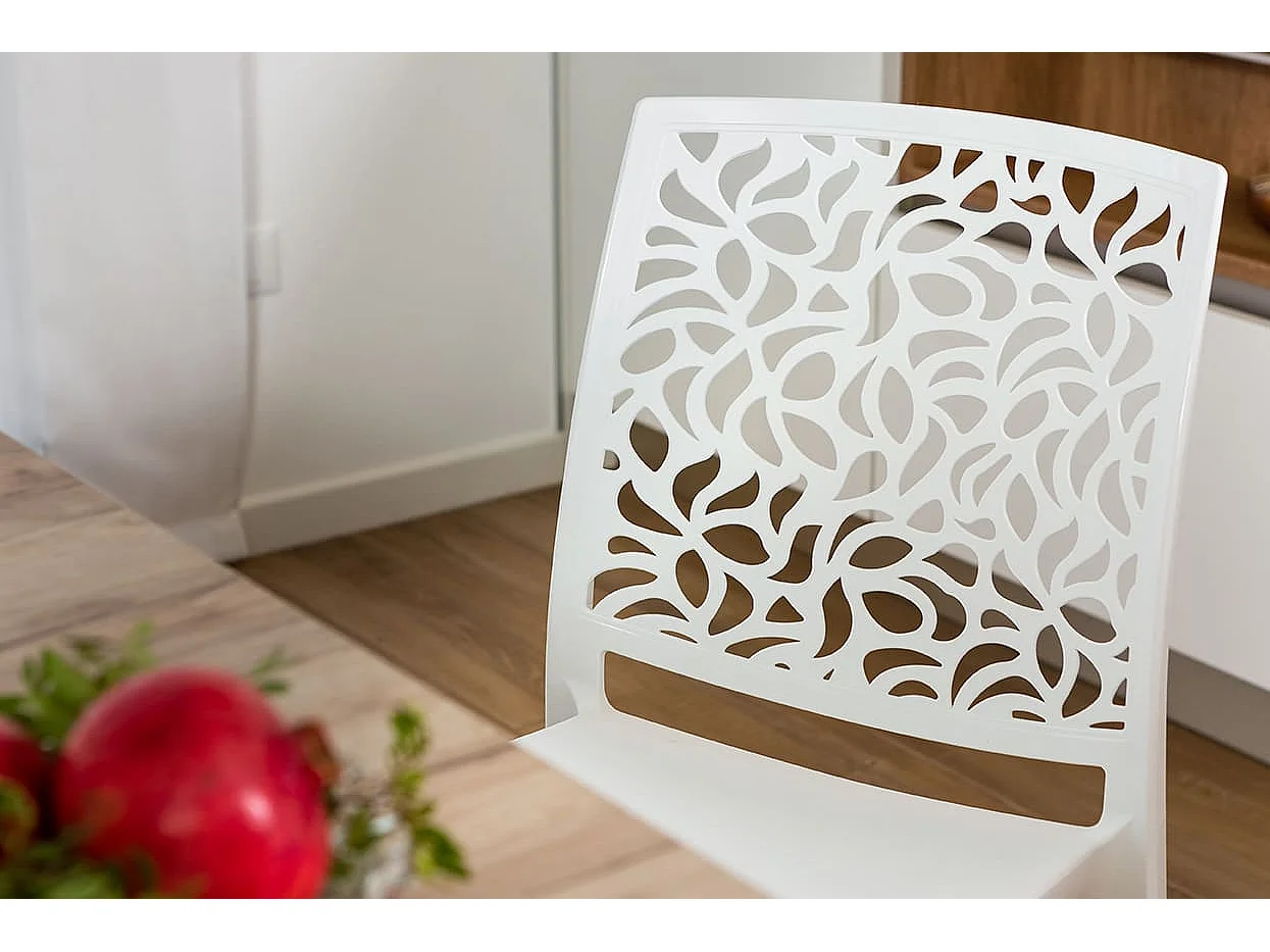 Lot de 6 chaises en polypropylène renforcé de fibre de verre empilables pour extérieur et jardin, bar, restaurant, cuisine design moderne - Anna - Blanc