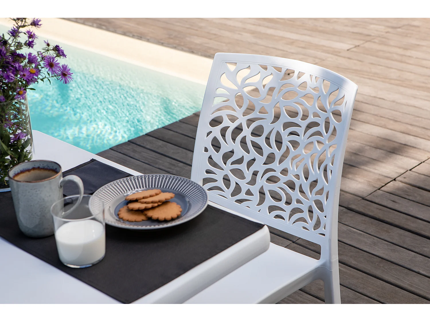 Lot de 6 chaises en polypropylène renforcé de fibre de verre empilables pour extérieur et jardin, bar, restaurant, cuisine design moderne - Anna - Blanc