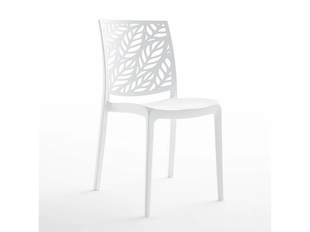 Lot de 6 chaises en polypropylène renforcé de fibre de verre empilables pour extérieur et jardin, bar, restaurant, cuisine design moderne - Dafne - Blanc