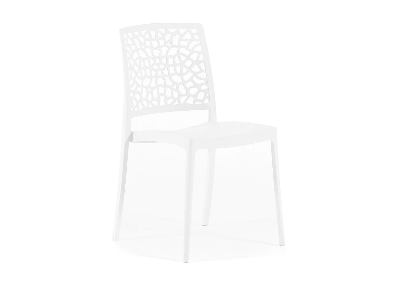Lot de 4 chaises empilables en polypropylène renforcé de fibre de verre pour jardin ou intérieur, hydrofuges et résistantes, design moderne - ALINA - Blanc