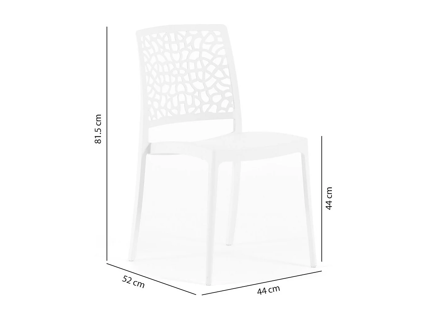 Lot de 4 chaises empilables en polypropylène renforcé de fibre de verre pour jardin ou intérieur, hydrofuges et résistantes, design moderne - ALINA - Blanc