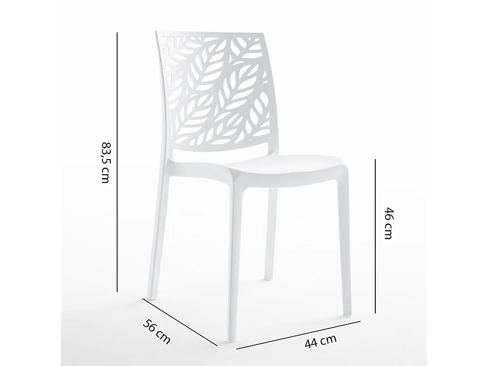 Lot de 4 chaises en polypropylène renforcé de fibre de verre empilables pour extérieur et jardin, bar, restaurant, cuisine design moderne - Dafne - Blanc