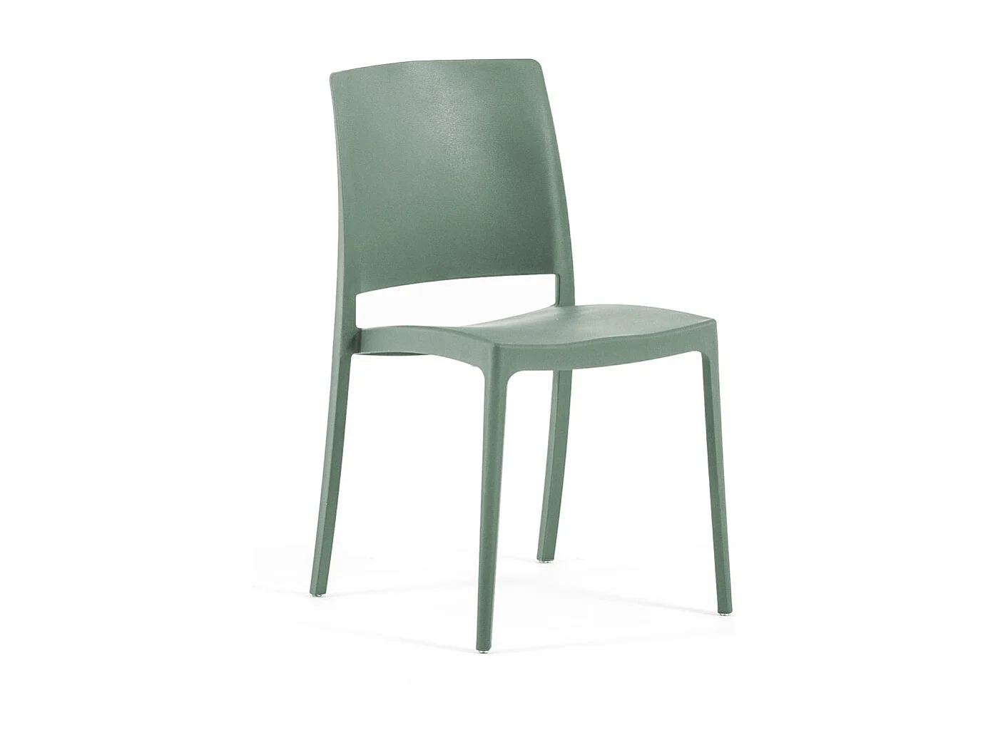 Lot de 6 chaises empilables en polypropylène renforcé de fibre de verre pour jardin ou intérieur, hydrofuges et résistantes, design moderne - MARIA - Sauge