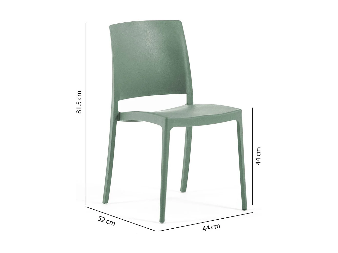 Lot de 6 chaises empilables en polypropylène renforcé de fibre de verre pour jardin ou intérieur, hydrofuges et résistantes, design moderne - MARIA - Sauge