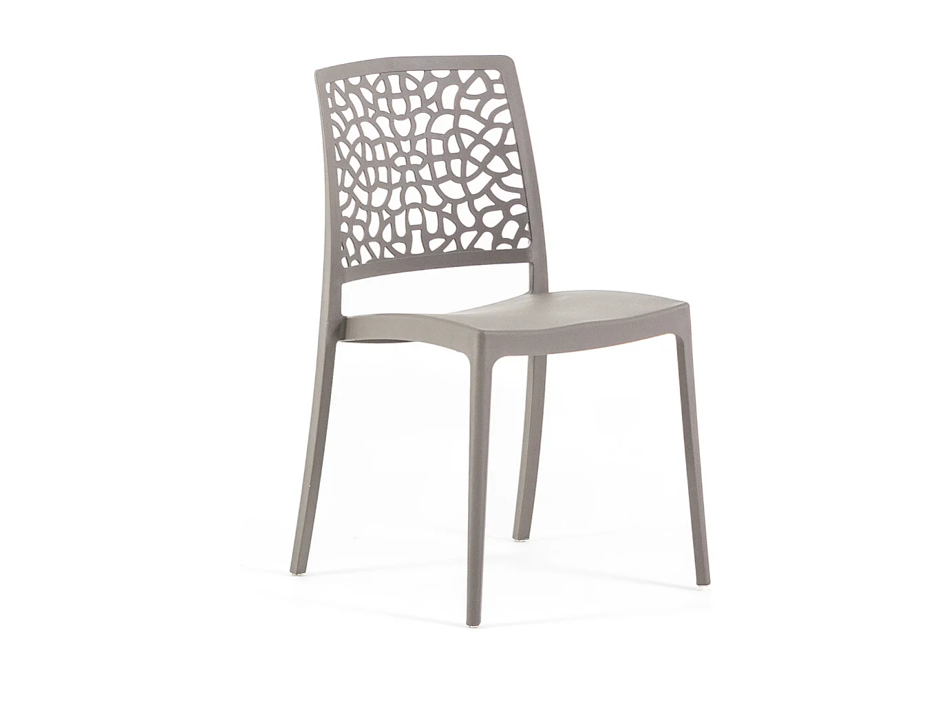 Lot de 4 chaises empilables en polypropylène renforcé de fibre de verre pour jardin ou intérieur, hydrofuges et résistantes, design moderne - ALINA - Taupe