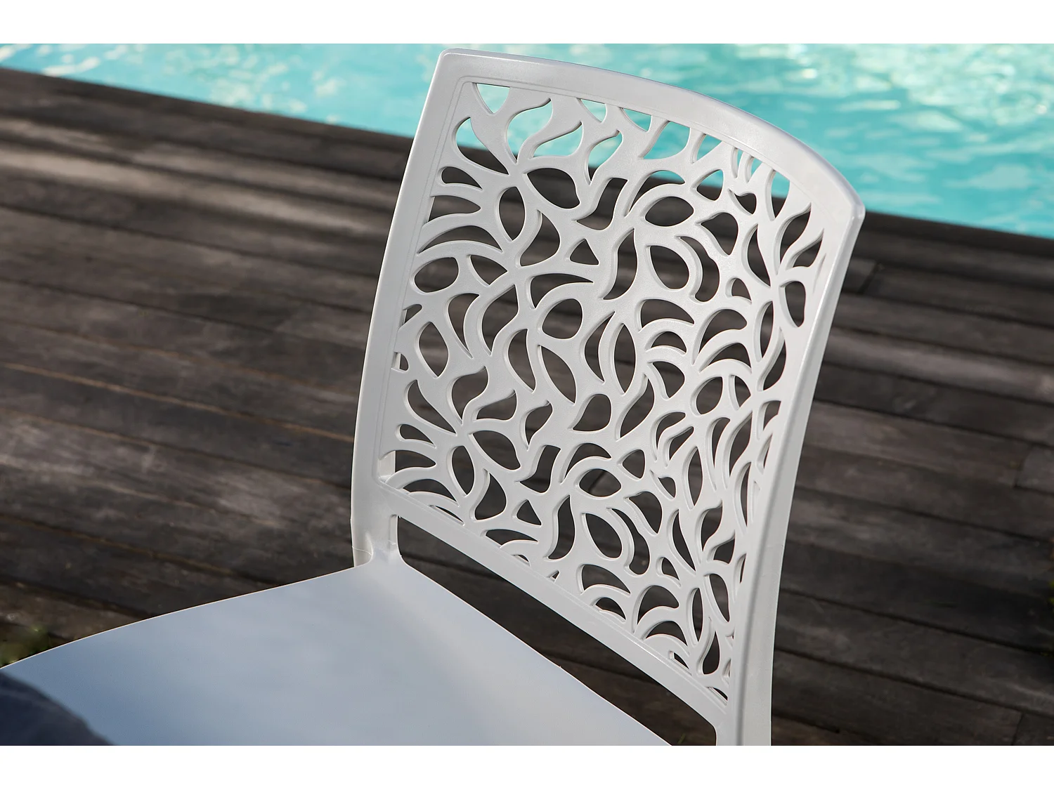 Set di 6 sedie impilabili in polipropilene rinforzato con fibra di vetro per esterno e giardino, bar, ristorante, cucina, design moderno – Anna – Grigio chiaro