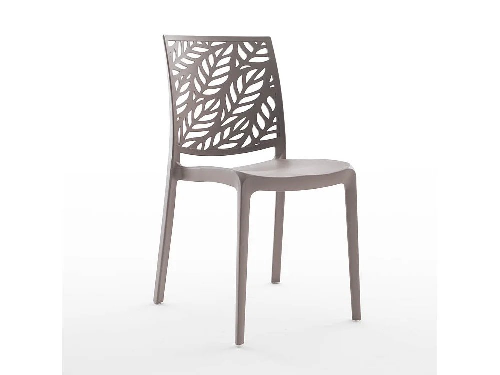 Lot de 6 chaises en polypropylène renforcé de fibre de verre empilables pour extérieur et jardin, bar, restaurant, cuisine design moderne - Dafne - Taupe