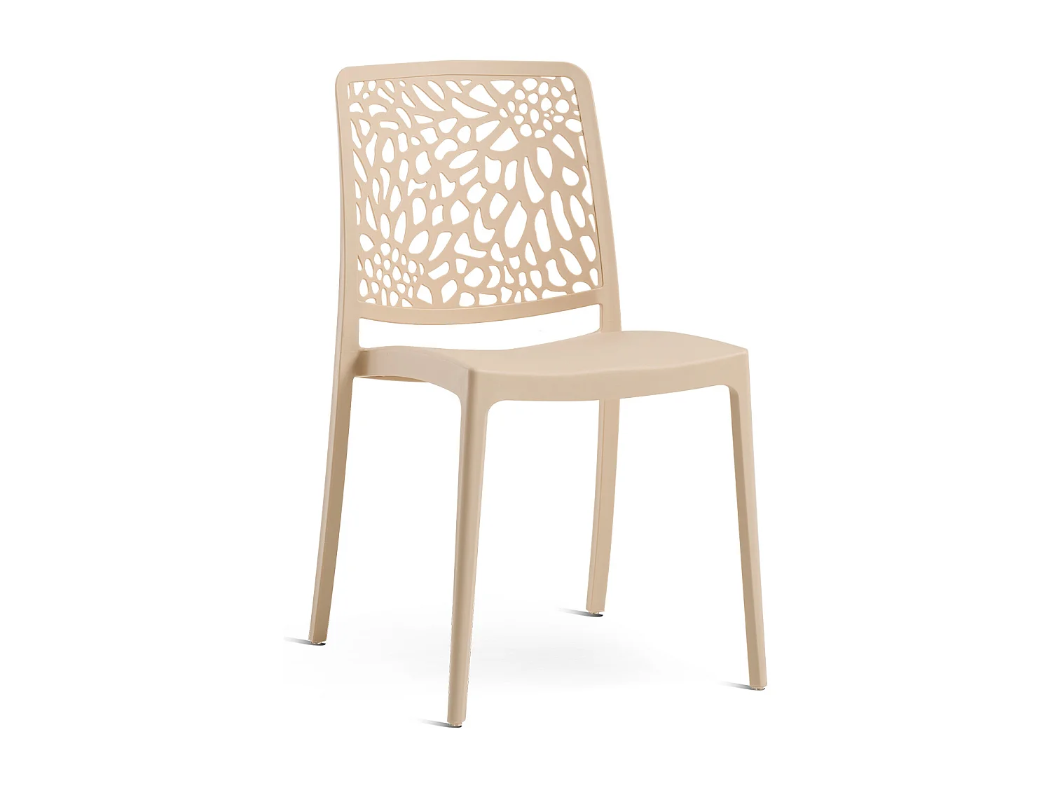 Lot de 6 chaises empilables en polypropylène renforcé de fibre de verre pour jardin ou intérieur, hydrofuges et résistantes, design moderne - SOLE - Crème