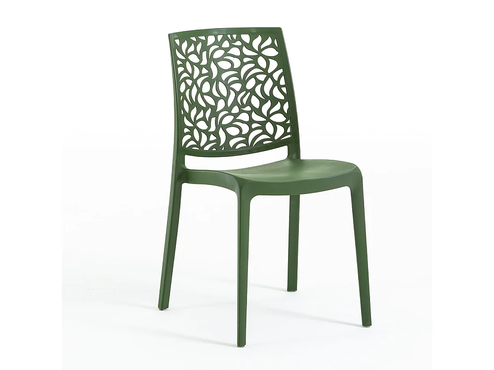 Lot de 6 chaises en polypropylène renforcé de fibre de verre empilables pour extérieur et jardin, bar, restaurant, cuisine design moderne - Anna - Olive