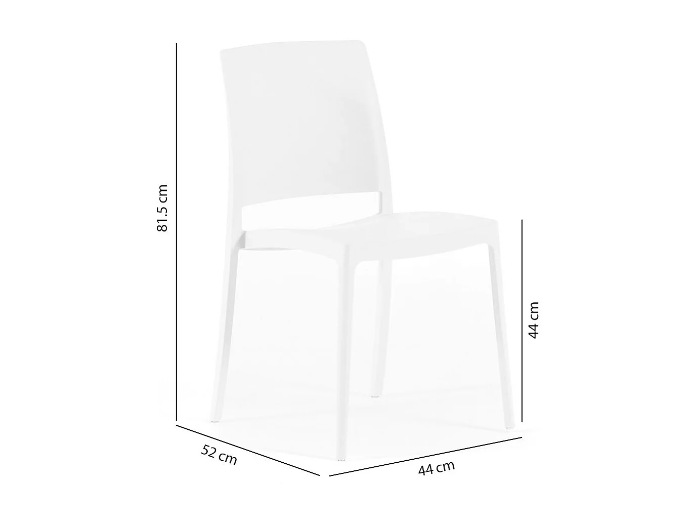 Lot de 4 chaises empilables en polypropylène renforcé de fibre de verre pour jardin ou intérieur, hydrofuges et résistantes, design moderne - MARIA - Blanc