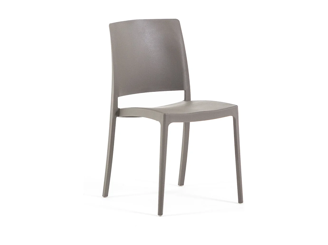 Lot de 4 chaises empilables en polypropylène renforcé de fibre de verre pour jardin ou intérieur, hydrofuges et résistantes, design moderne - MARIA - Taupe