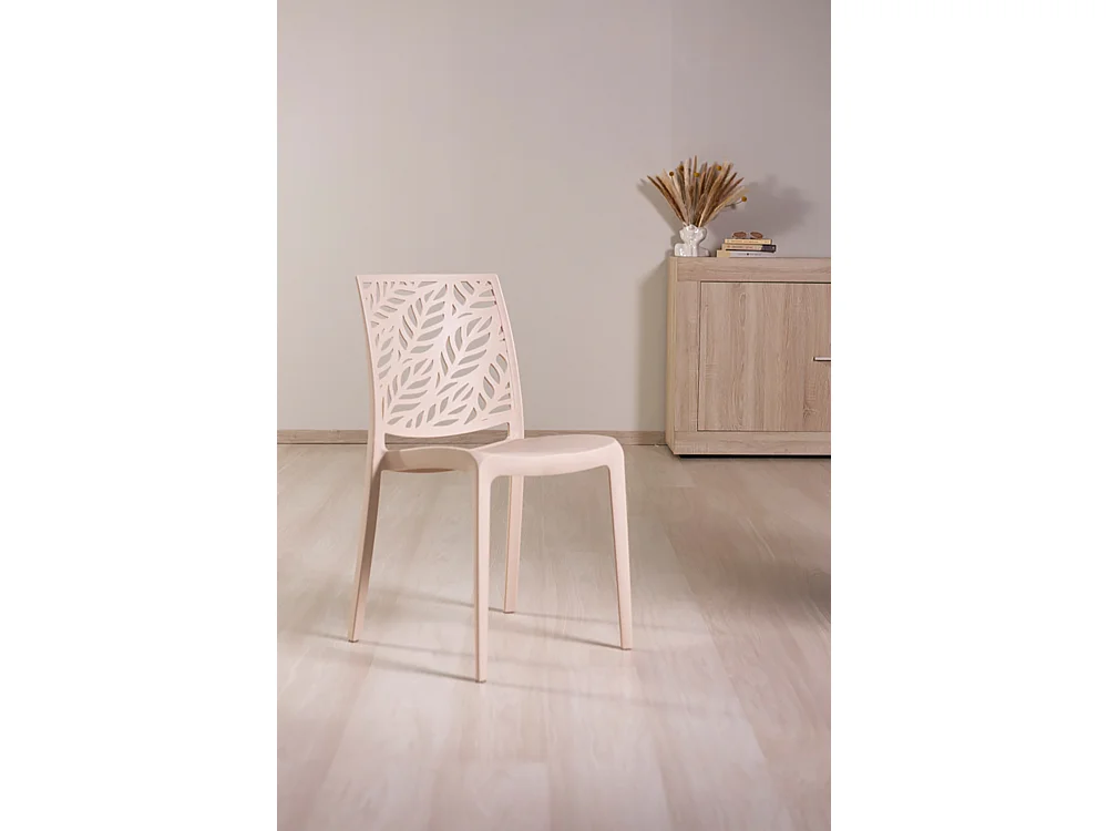 Lot de 4 chaises en polypropylène renforcé de fibre de verre empilables pour extérieur et jardin, bar, restaurant, cuisine design moderne - Dafne - Crème