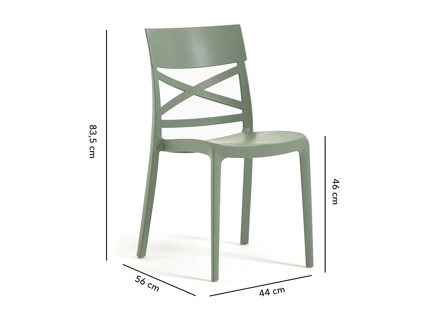 Lot de 4 chaises en polypropylène renforcé de fibre de verre empilables pour extérieur et jardin, bar, restaurant, cuisine design moderne - Martina - Vert sauge