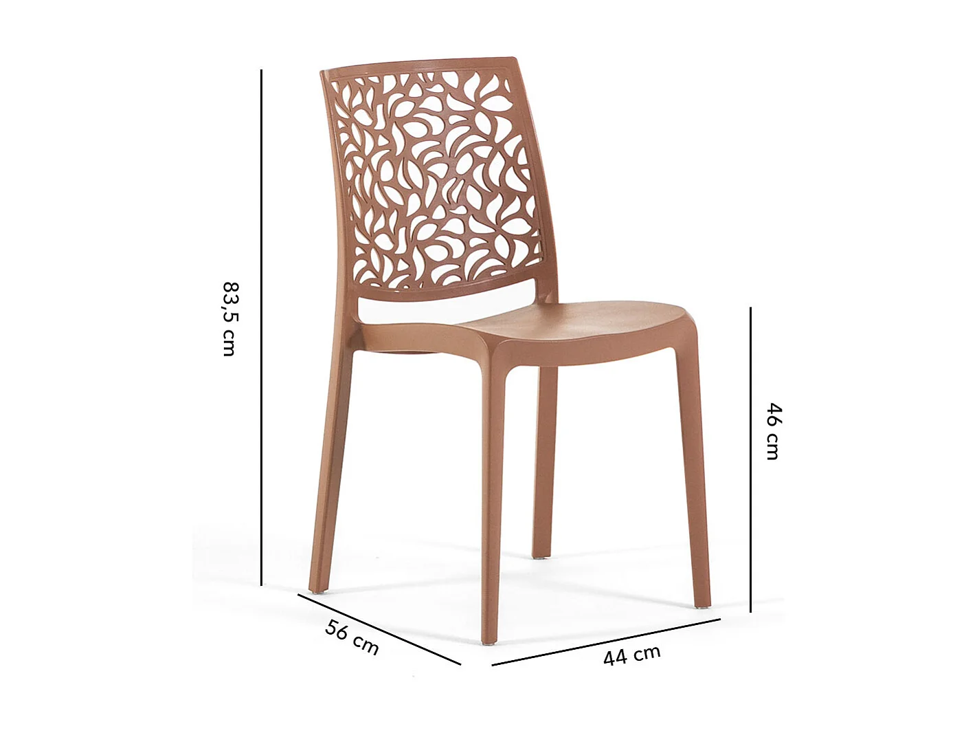 Lot de 4 chaises en polypropylène, empilables, pour extérieur et jardin, bar et restaurant, cuisine au design moderne – Anna/Mocha Mousse