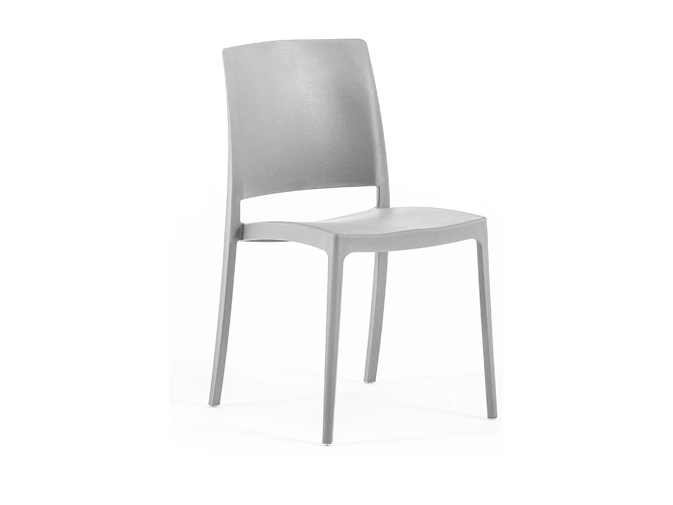 Lot de 4 chaises empilables en polypropylène renforcé de fibre de verre pour jardin ou intérieur, hydrofuges et résistantes, design moderne - MARIA - Gris clair
