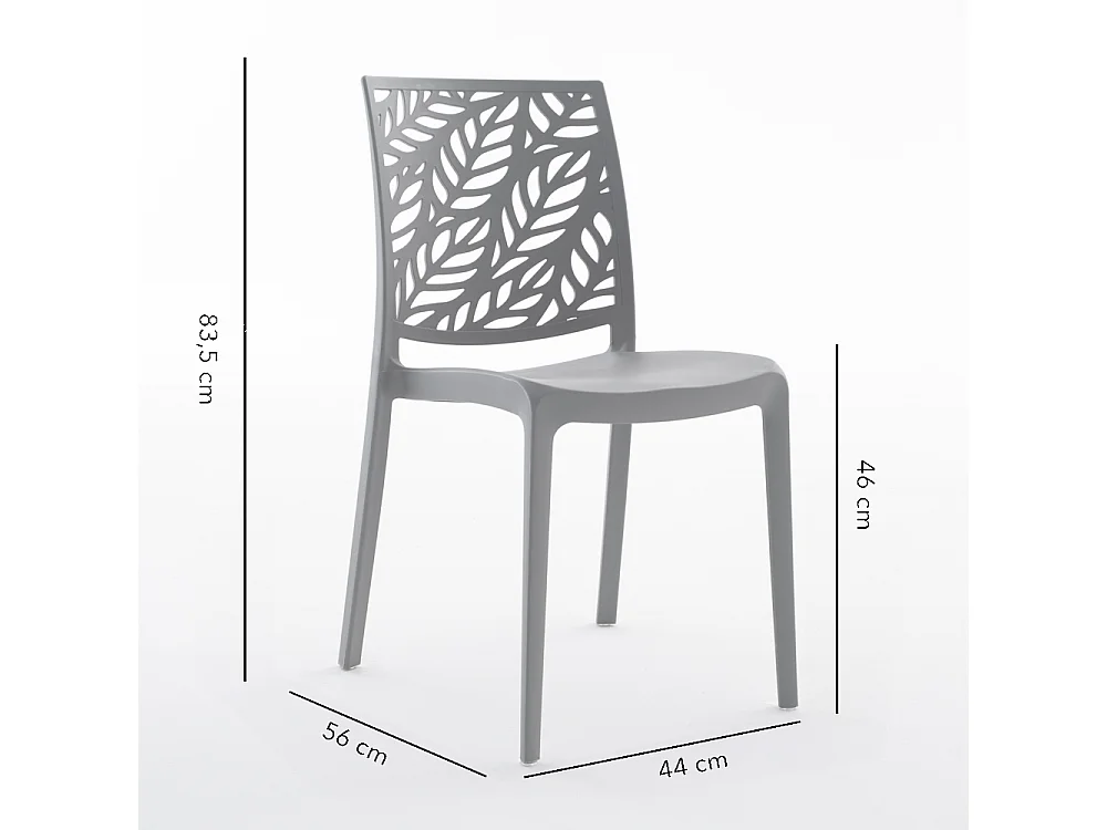 Lot de 4 chaises en polypropylène renforcé de fibre de verre empilables pour extérieur et jardin, bar, restaurant, cuisine design moderne - Dafne - Gris foncé