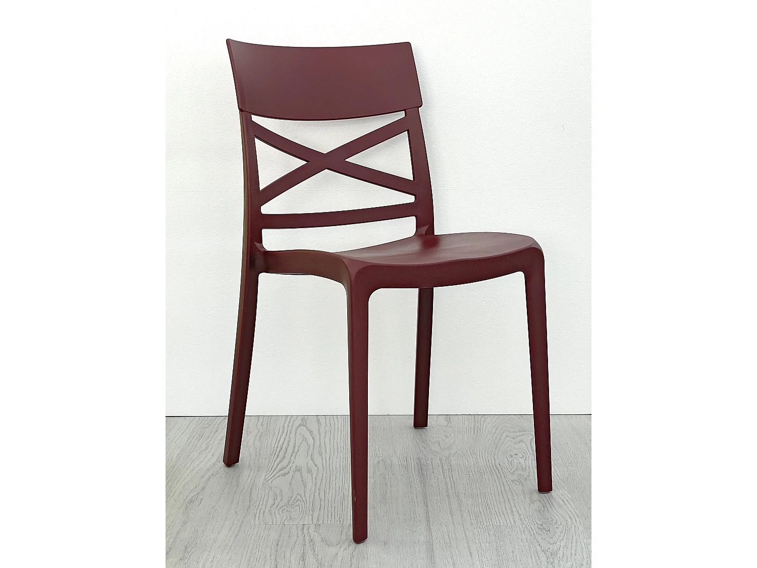 Lot de 6 chaises en polypropylène renforcé de fibre de verre empilables pour extérieur et jardin, bar, restaurant, cuisine design moderne - Martina - Merlot