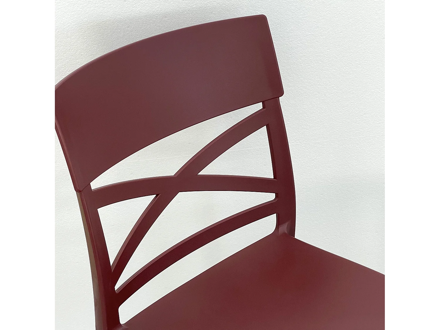 Lot de 6 chaises en polypropylène renforcé de fibre de verre empilables pour extérieur et jardin, bar, restaurant, cuisine design moderne - Martina - Merlot