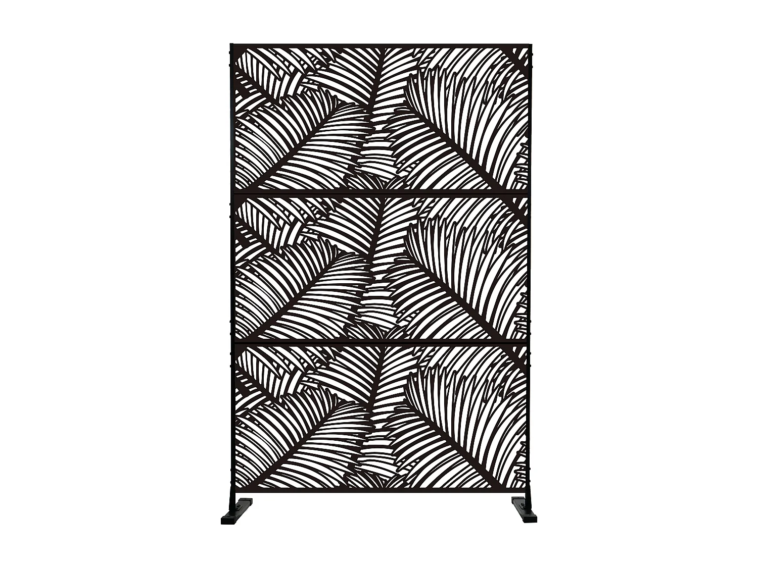 Panneau décoratif en métal, cloison séparatrice d’extérieur, d’intérieur, panneau brise-vue, paravent en acier,design moderne-Noir/Feuilles de palmier
