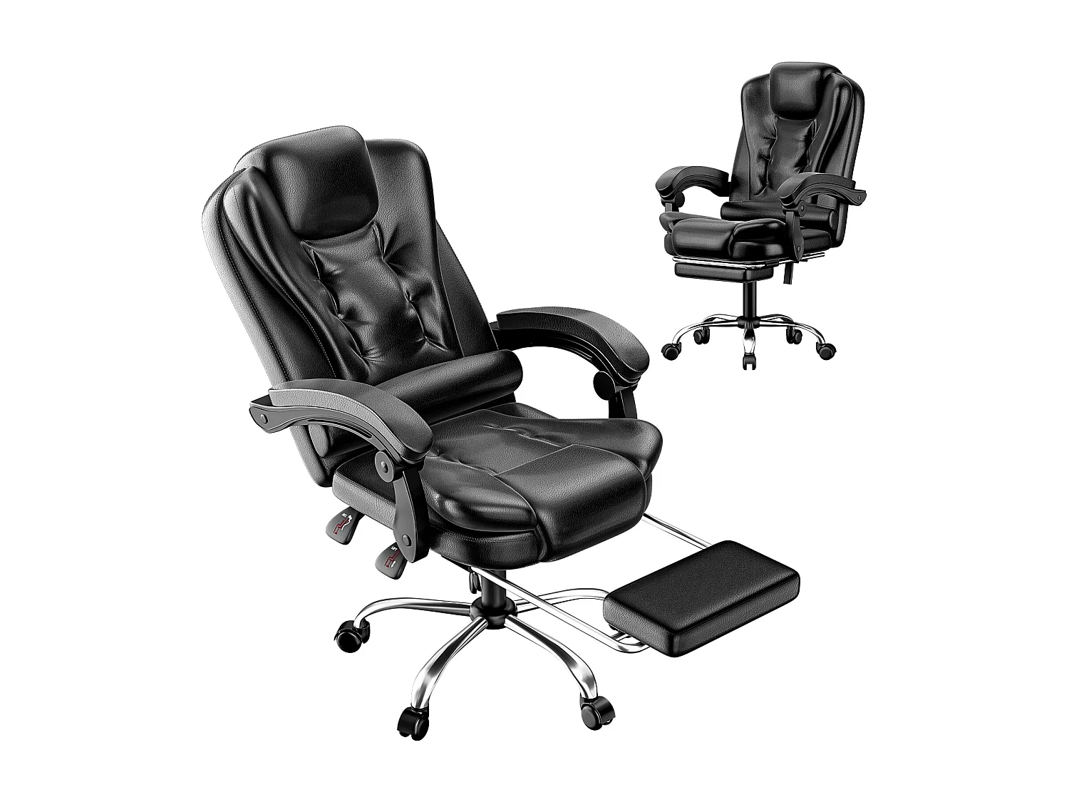 Fauteuil de bureau ergonomique à dossier haut, fauteuil de direction réglable en cuir synthétique avec fonction d'inclinaison