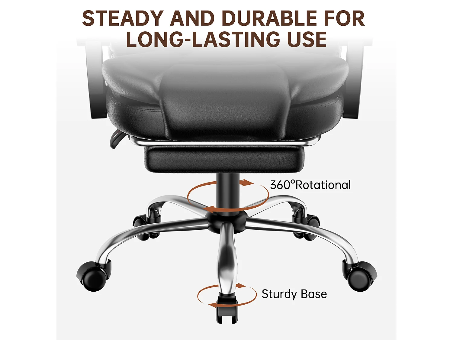 Fauteuil de bureau ergonomique à dossier haut, fauteuil de direction réglable en cuir synthétique avec fonction d'inclinaison
