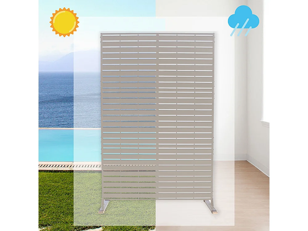 Panneau décoratif en métal, séparateur d’espaces pour intérieur et extérieur, panneau brise-vue, paravent séparateur, design moderne Champagne/Lignes