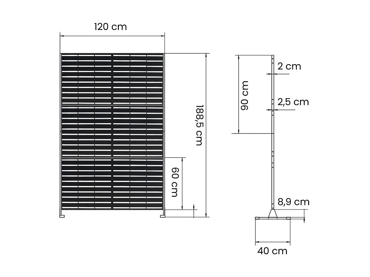 Panneau décoratif en métal, séparateur d’espaces pour intérieur et extérieur, panneau brise-vue, paravent séparateur, design moderne Champagne/Lignes