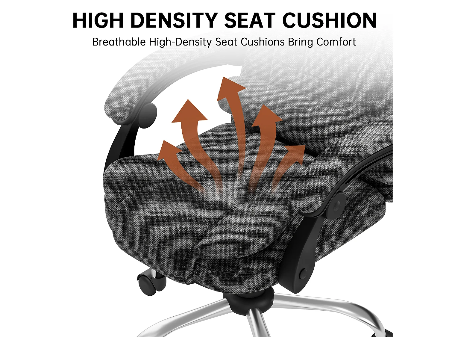 Fauteuil de bureau pivotant moderne à hauteur réglable avec large assise rembourrée