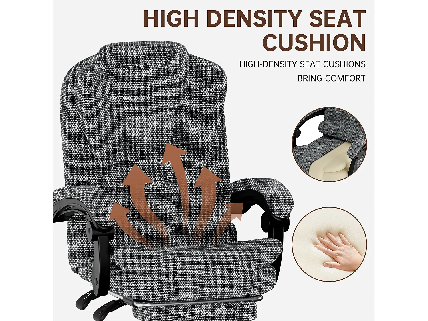 Fauteuil de bureau ergonomique à dossier haut, fauteuil de direction réglable en cuir synthétique avec fonction d'inclinaison
