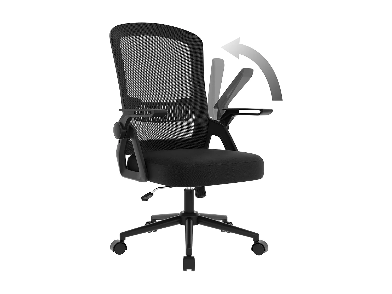 Fauteuil de bureau pivotant avec accoudoirs relevables à 90° et soutien lombaire, pour la maison ou le bureau