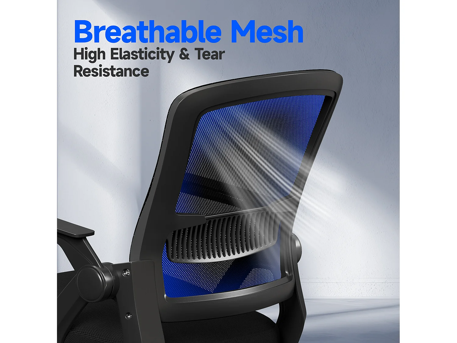 Fauteuil de bureau pivotant avec accoudoirs relevables à 90° et soutien lombaire, pour la maison ou le bureau