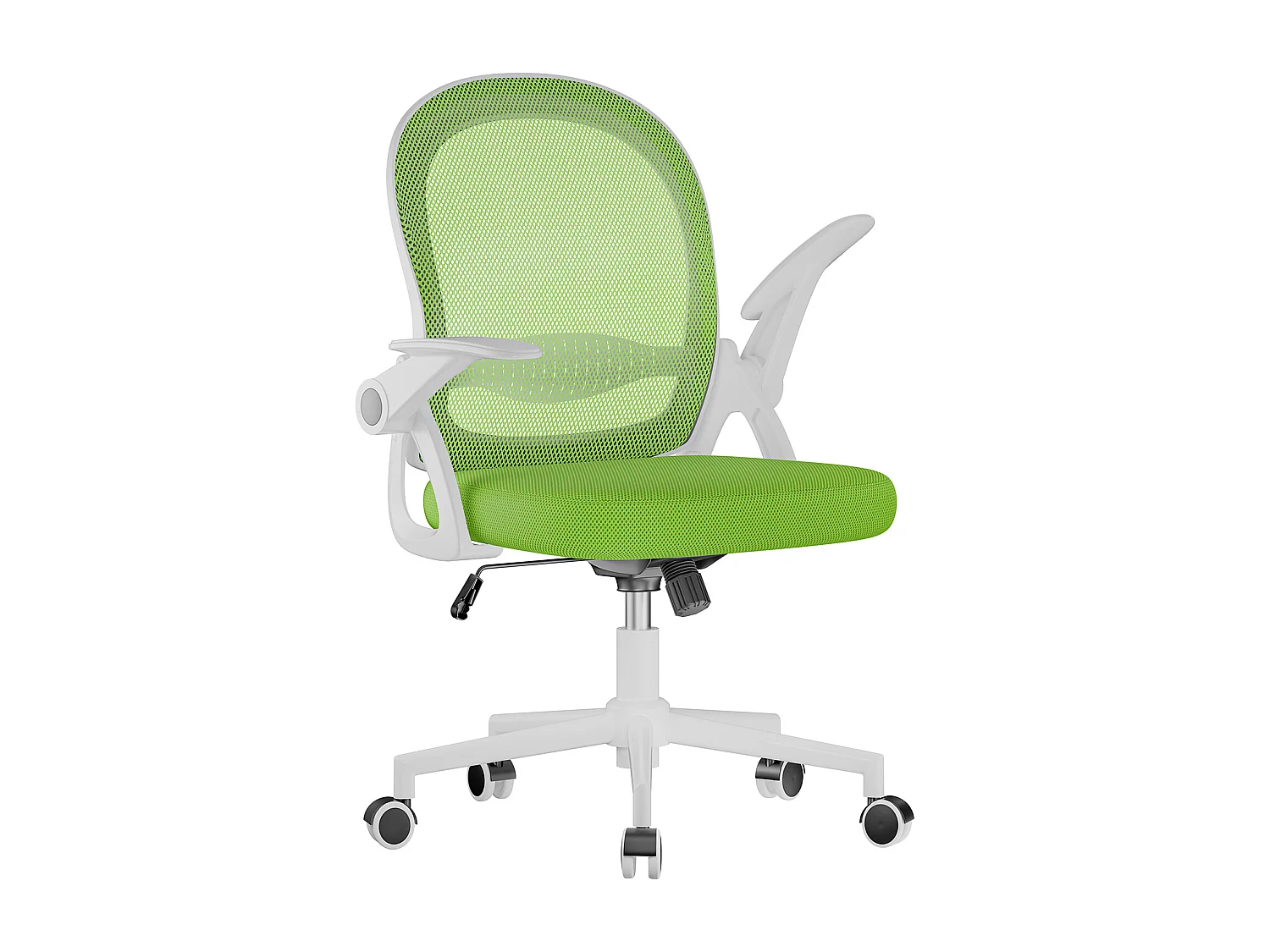 Chaise de bureau ergonomique à dossier moyen en maille, avec accoudoirs rabattables, soutien lombaire et fonction pivotante