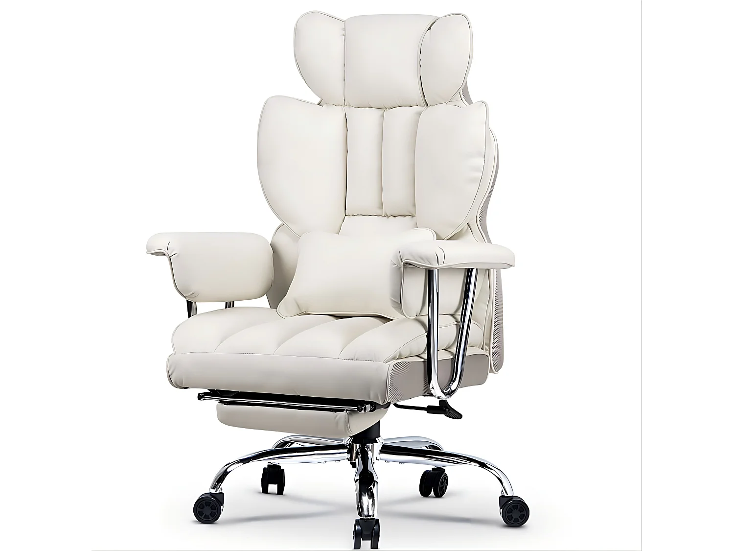 Fauteuil de bureau pivotant ergonomique en cuir à dossier haut avec repose-pieds, pour le bureau à domicile