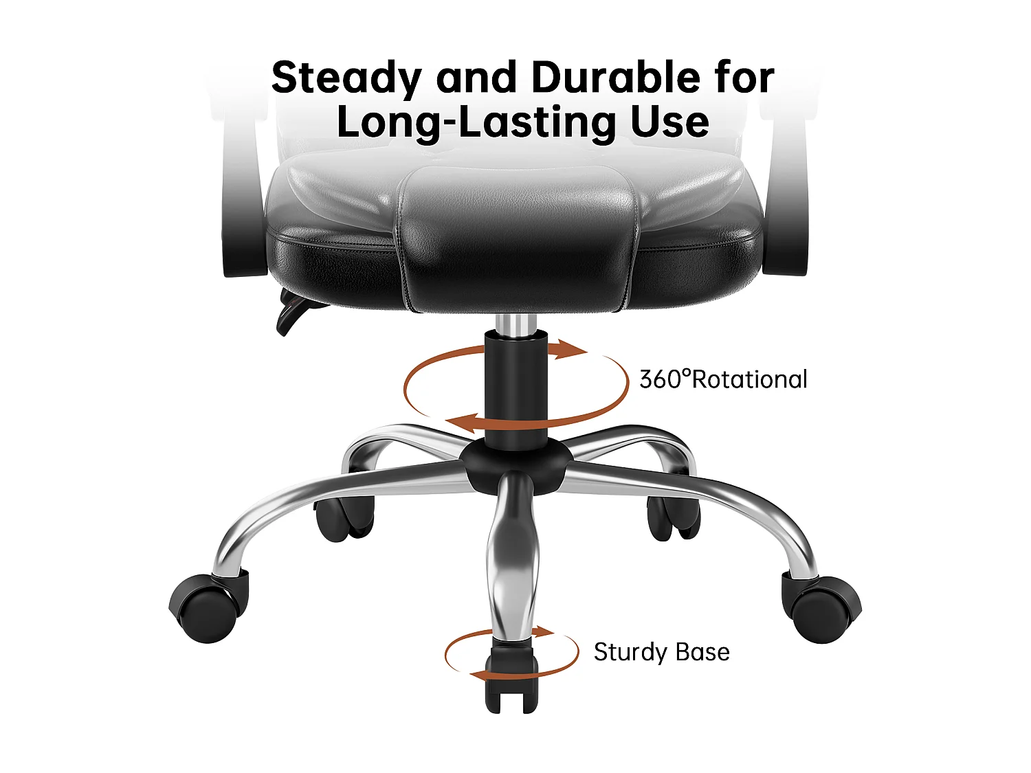 Fauteuil de bureau pivotant moderne à hauteur réglable avec large assise rembourrée