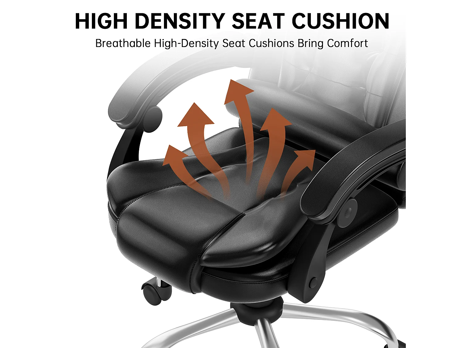 Fauteuil de bureau pivotant moderne à hauteur réglable avec large assise rembourrée