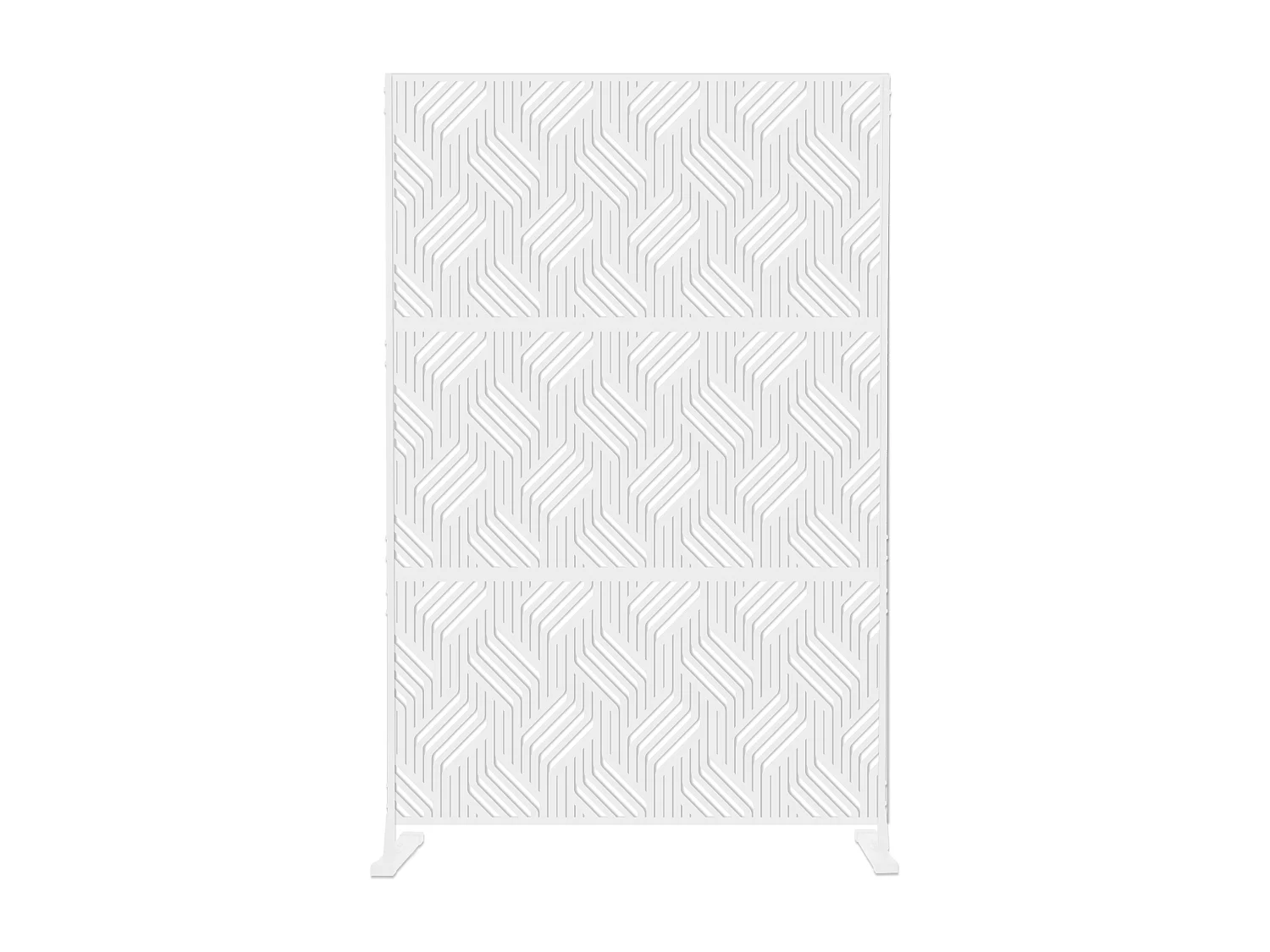 Panneau décoratif en métal, cloison séparatrice d’extérieur ou d’intérieur, panneau brise-vue, paravent en acier, design moderne - Blanc/Motif