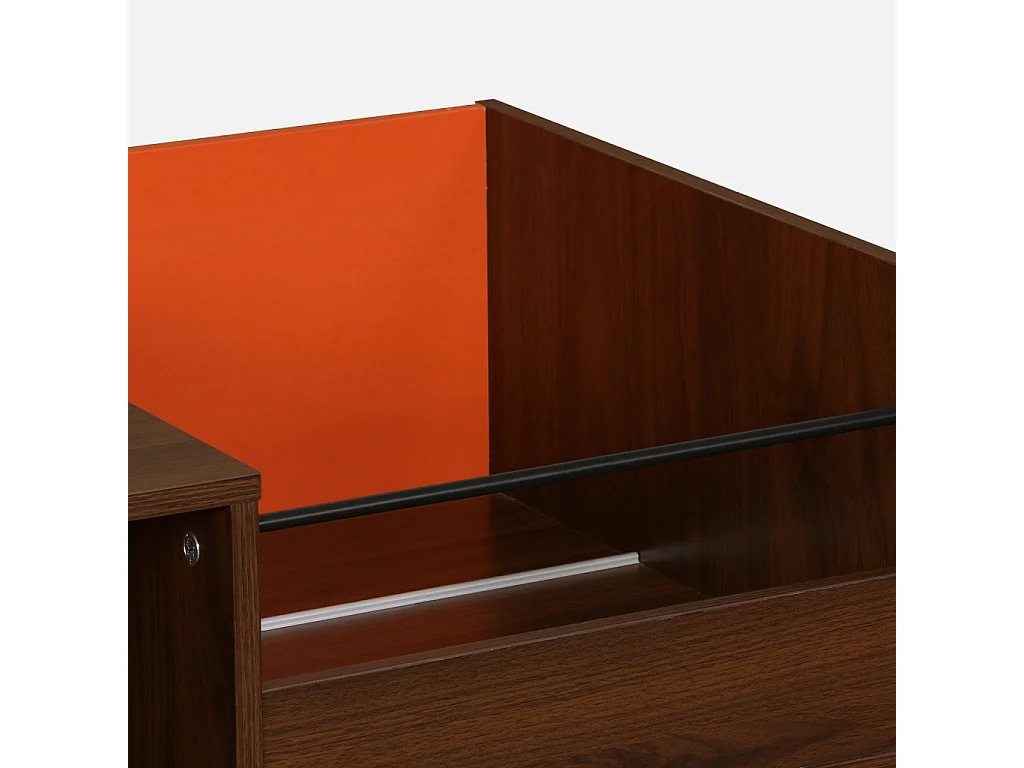 Meuble vinyle vintage bicolore décor bois et fond coloré 100cm orange - Nepal