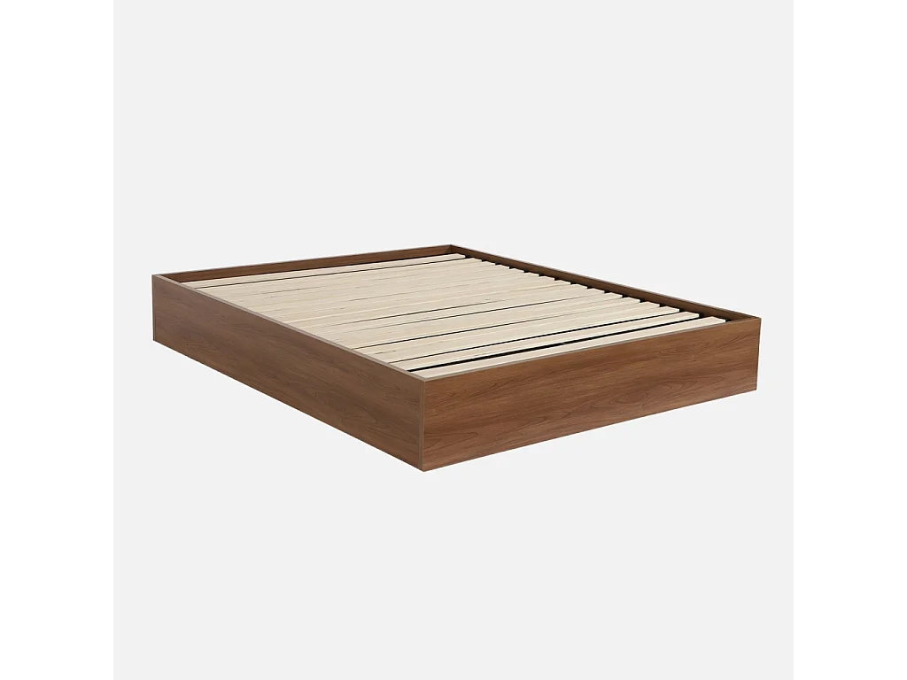 Cama con cajón y somier de láminas 160x200cm,  decorado en madera