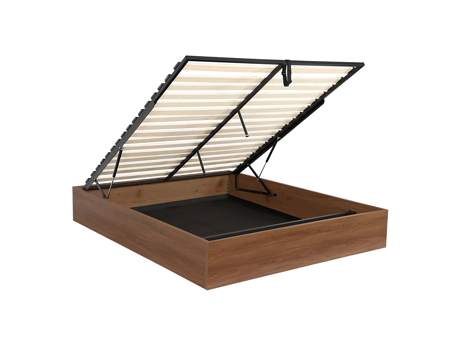 Cama abatible de efecto madera, 160x200cm, con somier de láminas,
