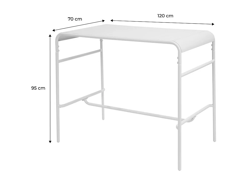 Mesa alta de jardín bistró de acero, 4 plazas, 120cm azul marino