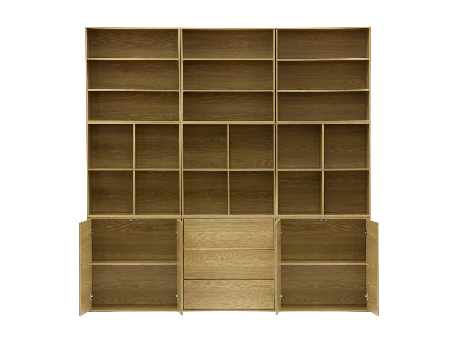 Kit estantería o biblioteca modular con 9 secciones roble