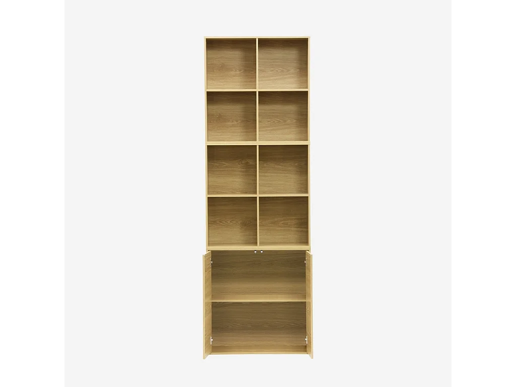 Libreria modulare in legno 3 elementi, 2 ante 8 vani, quercia