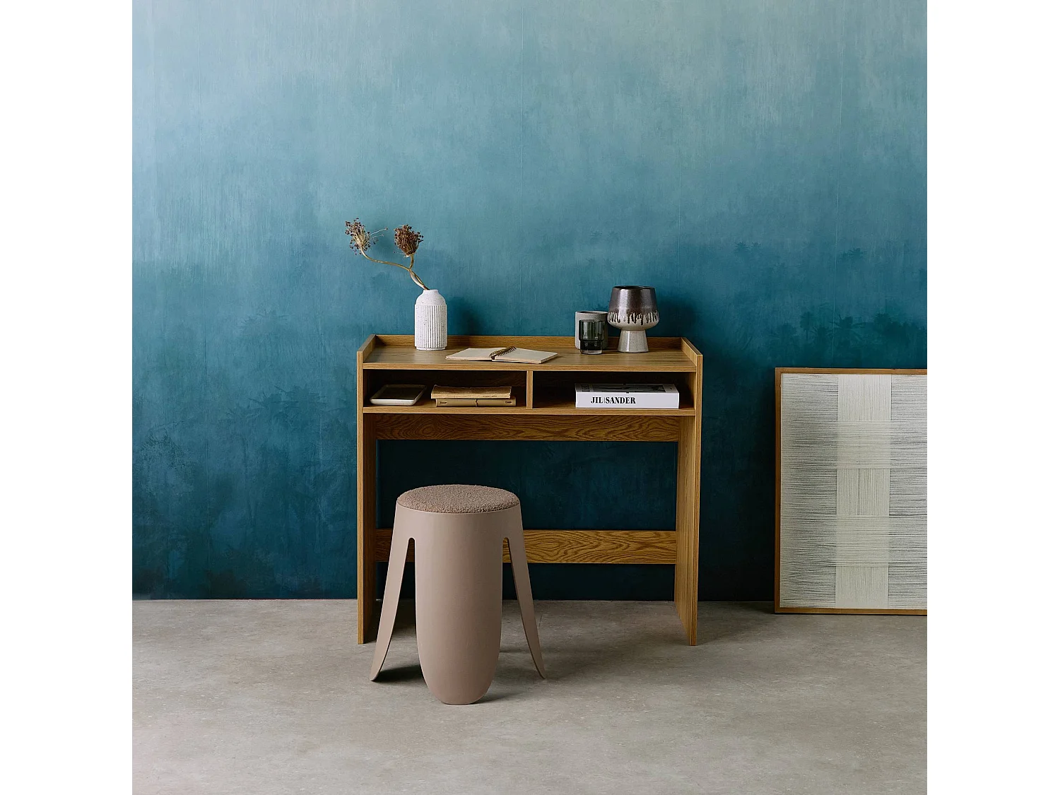 Bureau décor bois 2 casiers de rangement chêne - L 90 x P 45 x H 78 cm - Jules