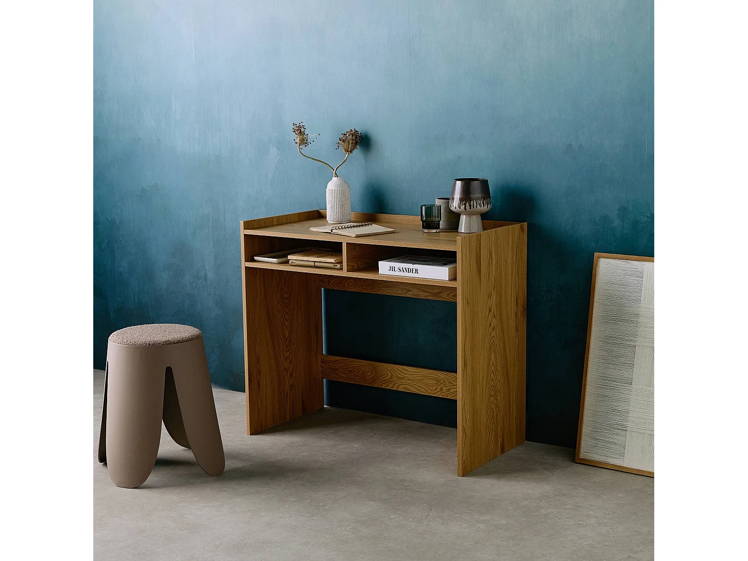 Bureau décor bois 2 casiers de rangement chêne - L 90 x P 45 x H 78 cm - Jules